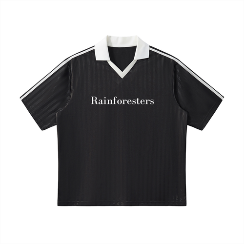 Dark Contrast Collar Striped Soccer Jersey